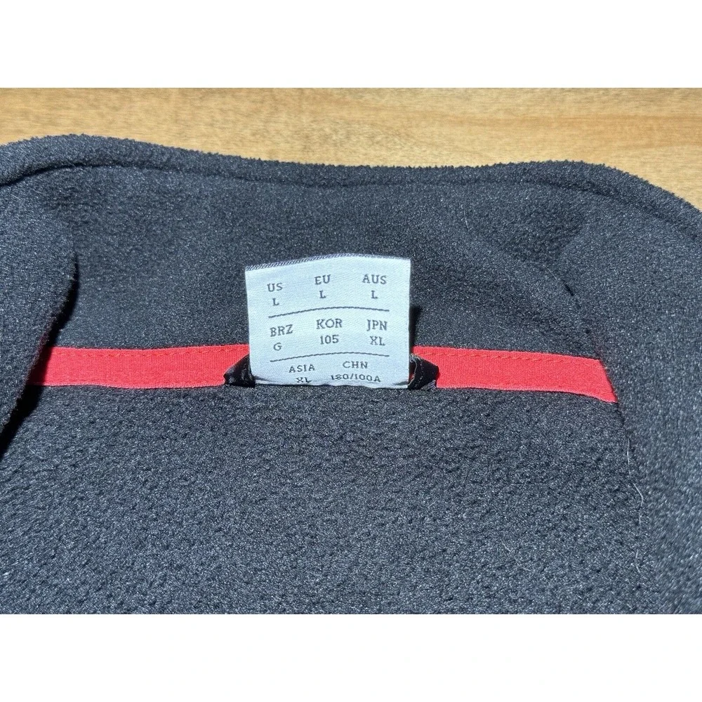 Men's New Balance Full Zip‎ Fleece Jacket Chest Pocket Black/Red Large #130893
